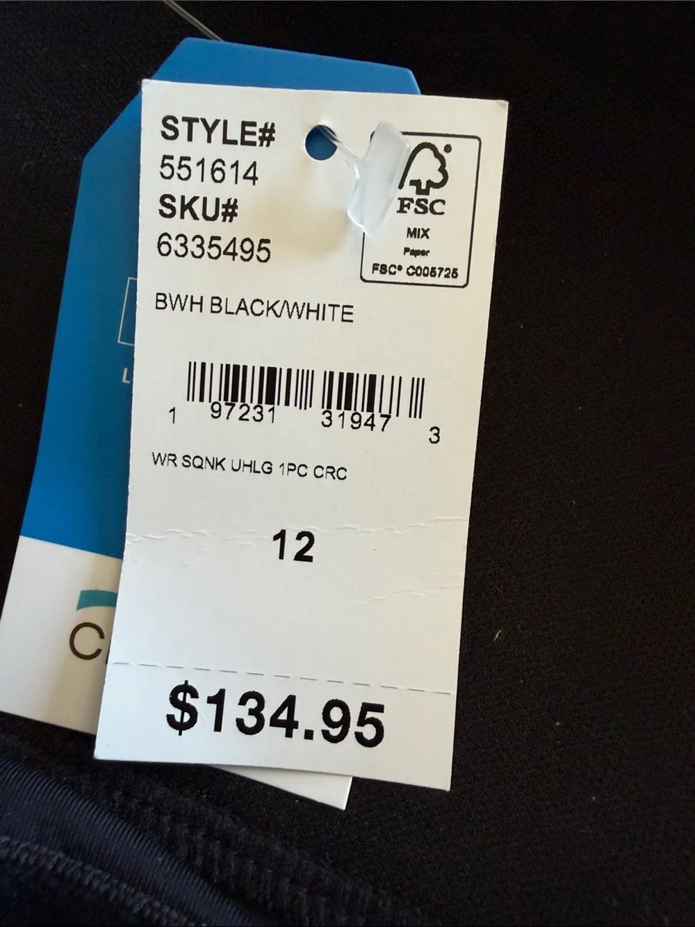 Lands End NWT Women’s Black & White Wave-Pattern One-Piece Swimsuit - Picture 4 of 4